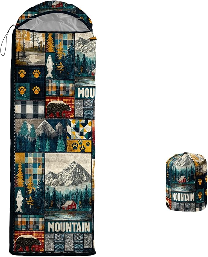AILONEN Floral Wolf Sleeping Bag for Girls WomenWarm and Cool WeatherLightweightWaterproof BackpackingColorful Flower Animal Print Sleeping Bag for Camping