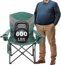 ARROWHEAD OUTDOOR Oversized XXL Portable Folding Camp Chair w/Glass &amp Cup Holders Armrest Cooler Heavy Duty Carry Bag 600 lbs Weight Capacity