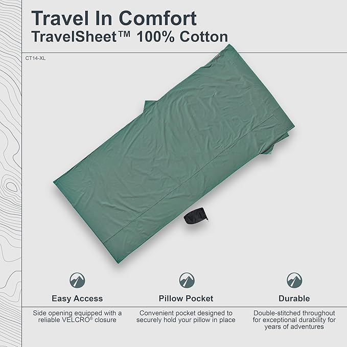 Cocoon Cotton TravelSheet (Cactus Blue 94-Inch x 46-Inch)