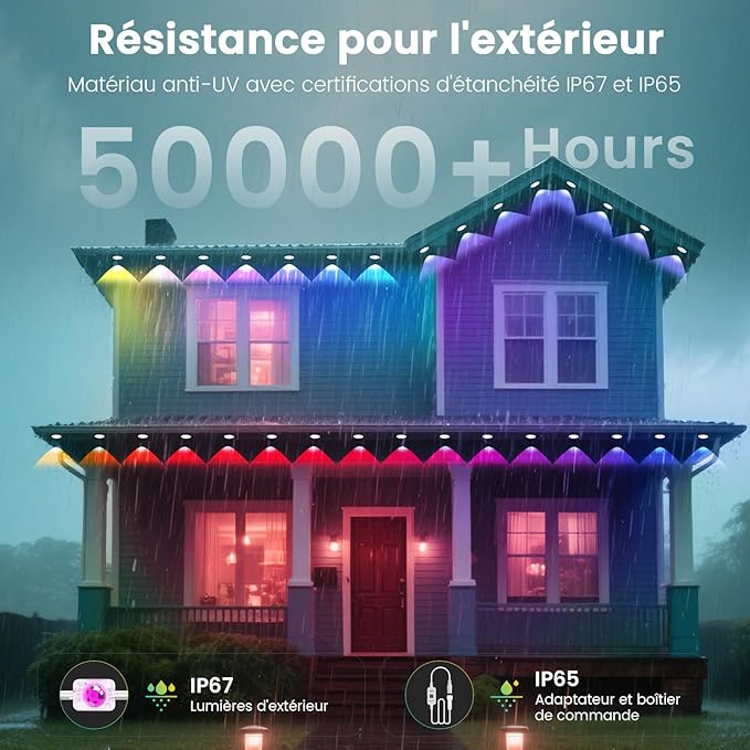 Permanent Christmas Lights Outdoor DIY App &amp Bluetooth Music Waterproof Ip65 200 Ft Permanent Outdoor Lights for Soffit Fence Garage Landscape Patio.