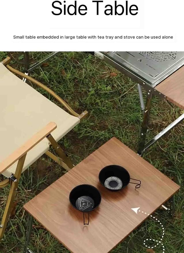 Outdoor Stainless Steel Multi-Function Table Hydraulic Folding Table Camping Tea Barbecue Dining TableCamping Mobile Kitchen Console