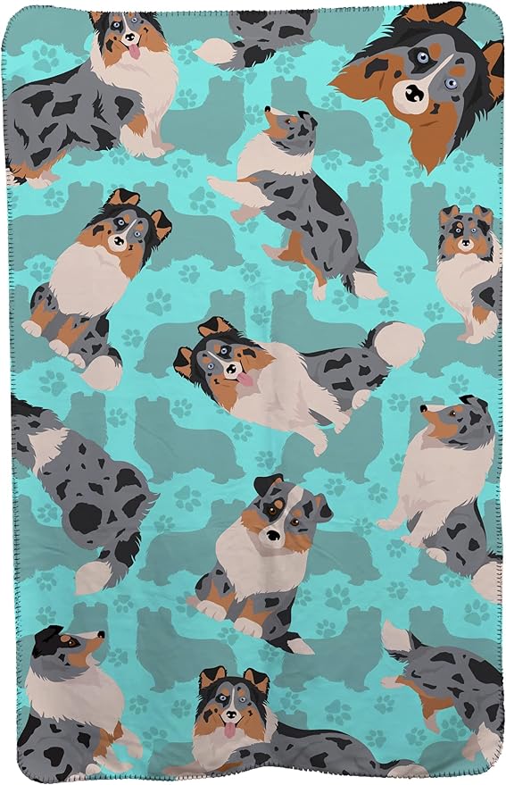 Caroline's Treasures MLM1085TBLT Blue Merle Sheltie Soft Travel Blanket with Bag Airplane Blanket Indoor Outdoor Camping Blanket for Traveling Picnics Beach Trips Concerts