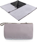 Picnic TIME Blanket Tote XL Outdoor Picnic Blanket 70x80 Foldable Beach Mat with Soft Fleece Top Water-Resistant Backing Carry Strap &amp Pocket Portable Blanket for 4-5 People (Greige)
