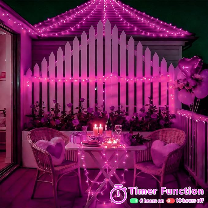 YEGUO Valentine’s Day Pink String Lights Indoor 165ft 500 LED Christmas Lights Outdoor Waterproof 8 Modes Clear Wire Fairy Light Plug in for Party Tree Wedding Xmas