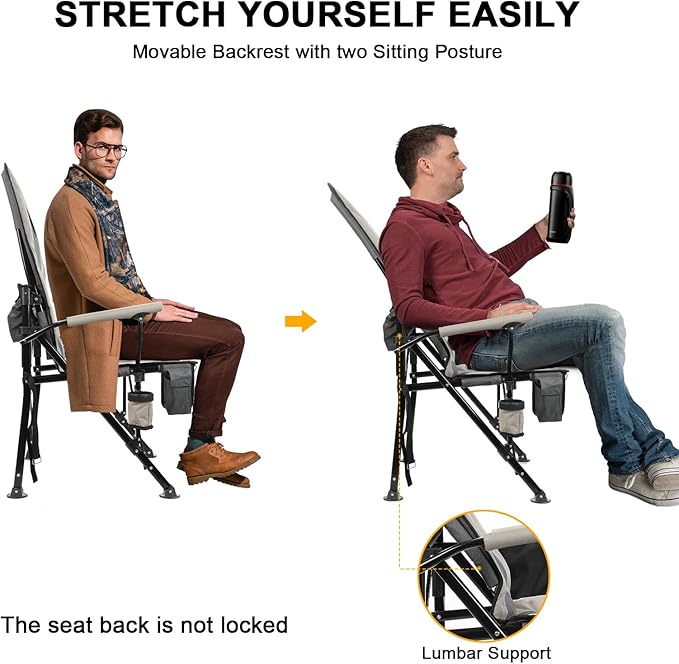 REALEAD Heated Camping Chair - Fully Padded Heated Chairs Outdoor Sports - Heavy Duty Heating Camp Chairs for Adults Supports 400 lbs - Perfect for Outside Sport Events Concert Battery NOT Included