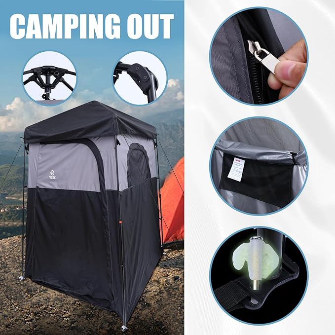 Nice C Camping Shower Tent Instant Pop Up Privacy Changing Tent Outdoor Shower Enclosure Toilet Tents Camping Bathroom Oversize (Square – 1 Room)