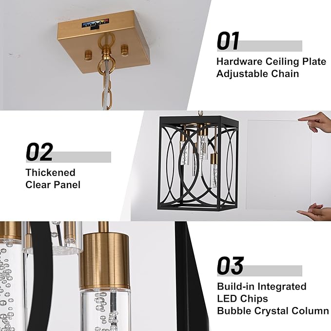 4-Lights Large 5CCT LED Outdoor Pendant Light Fixture Porch Hanging Lighting Build-in LED Chips Modern Exterior Lantern Chandelier Ceiling Mount for Patio Front Door