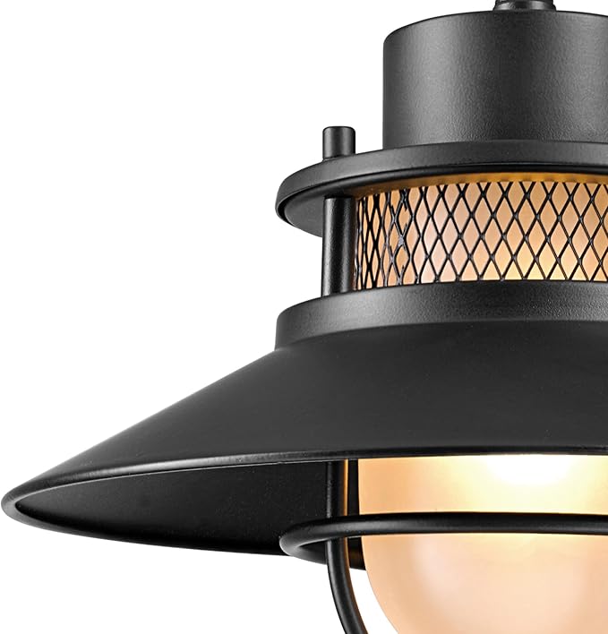 GLOBE Electric 44233 Liam 1-Light Outdoor Wall Sconce Matte Black Frosted White Glass Shade