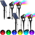 Solar Spotlights Outdoor Waterproof RGB Landscape Spotlights Christmas Decorative Solar Spot Lighting for Garden Yard Pathway Lawn Poolside Party 2-in-1 Mounted (RGB 2 Pack)