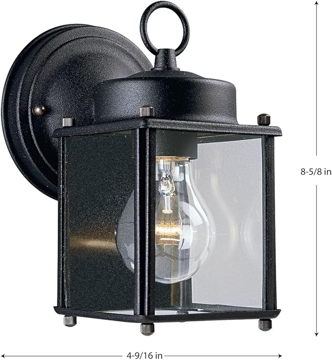 Progress Lighting 1-Light Clear Flat Glass Traditional Outdoor Wall Lantern Light Outdoor P5607-31 Textured Black
