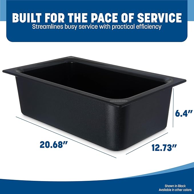 Carlisle FoodService Products CM110003 Coldmaster Plastic Standard Full-Size Food Pan 15 qt. Capacity 20.68 x 12.72 x 6.40 Black