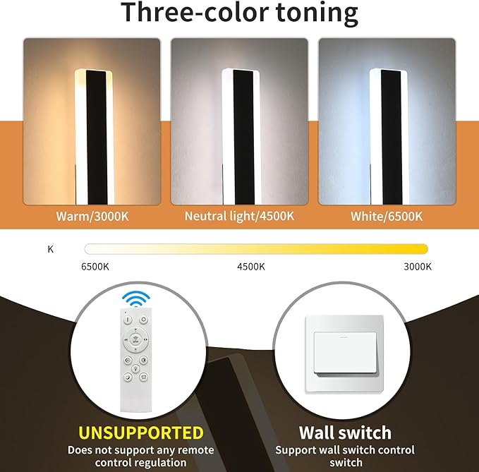 57inch Modern Outdoor Wall Sconce 3 Color 3000K/4500K/6000K 50W IP65 Waterproof Outside Long Wall Lights Minimalist Linear Wall Lamp Lighting for Balcony Patio Porch Garage