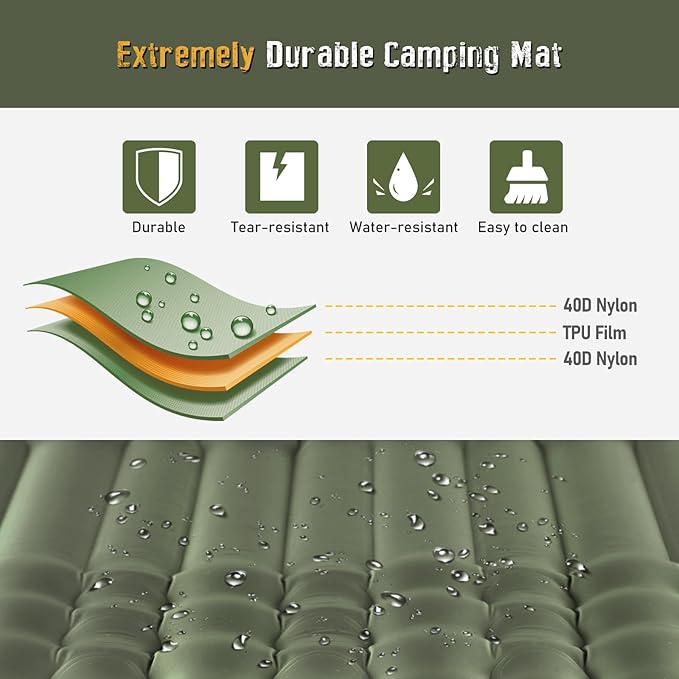 Elegear CumbreX Single Sleeping Pad for Camping 4.7 Ultra-Thick Inflatable Camping Sleeping Pad with Built-in Foot Pump &amp Quick Inflation Portable Camping Sleeping Mat for Backpacking Hiking Te