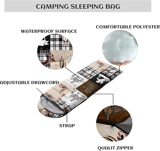 Sleeping Bags for Adults and Kids3D Printing Camping Sleeping Bag for Girls Boys Lightweight Waterproof Cold/Warm 3-SeasonOutdoor Travel with Compression Bags