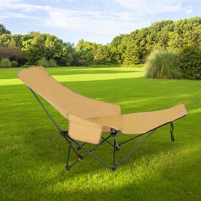 Folding Lounge Chair Recliner with Carry Bag 3 Gear Adjustable Angle Lounger Reclining Chair for Park Pool Picnic Lawn Khaki