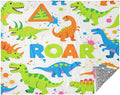Blanket Throw For Women Cartoon Roaring Dino Fluorescent Blue Green White Sofa Throws 50x70 Inches