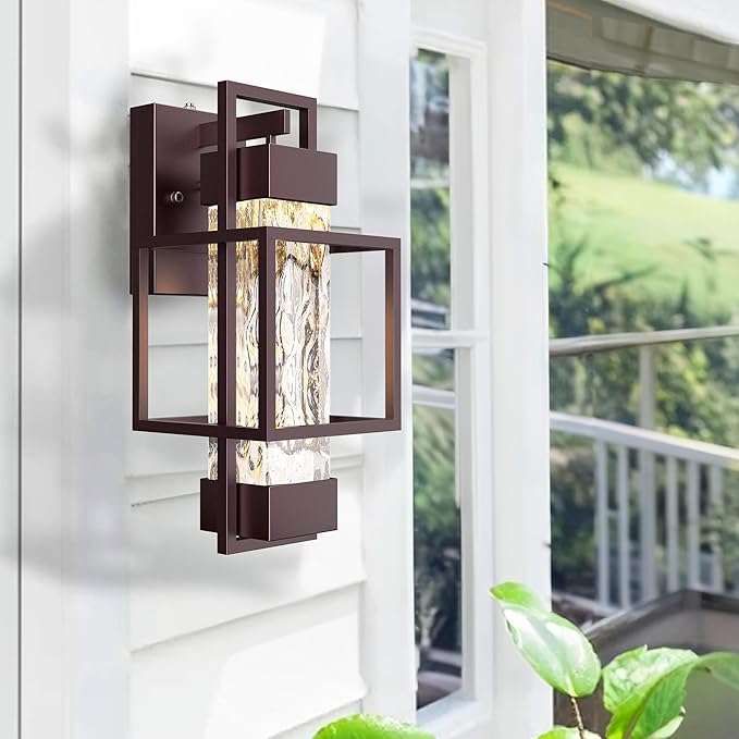 PARTPHONER Modern Outdoor Wall Lights 2 Pack 15 Dusk to Dawn Sensor Waterproof Porch Light Bronze