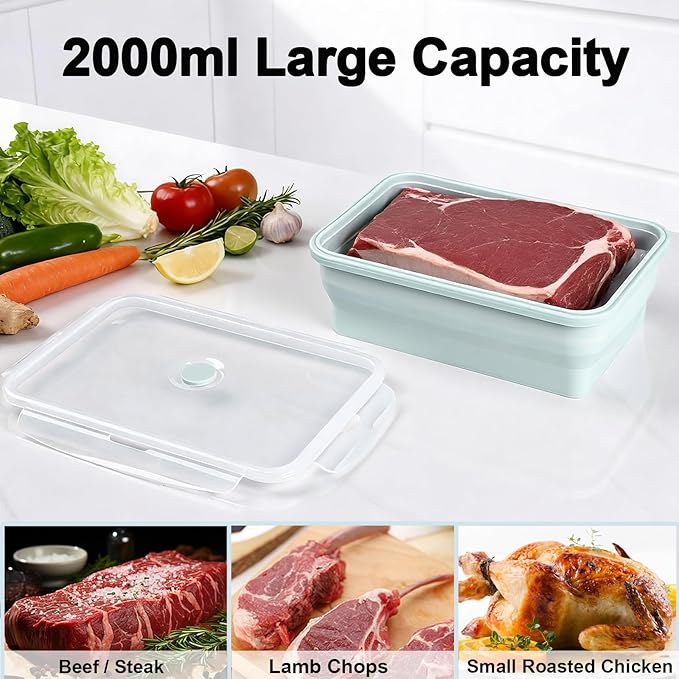 Extra Large Silicone Food Storage Containers with Lids 4 Pack Set 68oz/2000ml Collapsible Meal Prep Lunch Containers Microwave Freezer and Dishwasher Safe