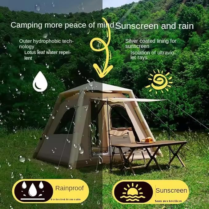 7.2' x 7.2' Inflatable Tents for Camping Easy Setup Inflatable Tent House4 Season Blow Up Camping Tent with Pump Waterproof Sunproof Outdoor Glamping House