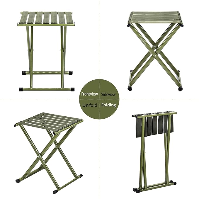 TRIPLE TREE Folding Stool 2-Pack Portable Camping Stool 17.8inch Height Lightweight Stainless Steel Foldable Chair for Outdoor Camping Walking Hunting Hiking Fishing Support 225 lbs