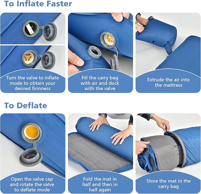 Giantex 4 Inch Self Inflating Camping Mat Blue Waterproof &amp Durable TPU Material Portable &amp Lightweight Design