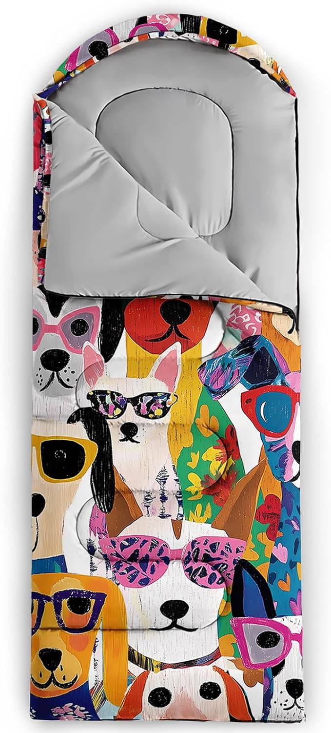 AILONEN Cartoon Camping Sleeping Bag for Boys Girls AdultsLightweight &amp Waterproof3 Season Warm &amp Cold WeatherPortablePrinted Sleeping BagTravelingCampingHiking