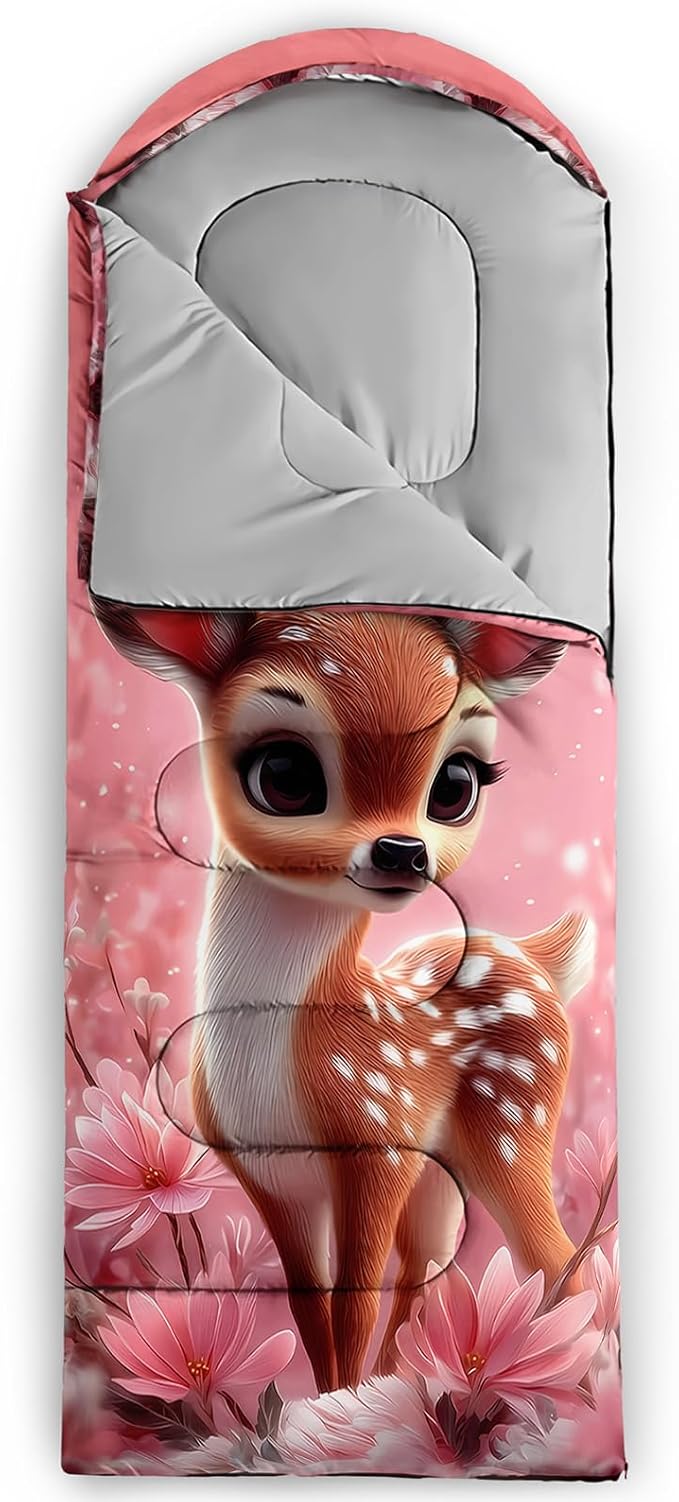 AILONEN Cartoon Camping Sleeping Bag for Boys Girls AdultsLightweight &amp Waterproof3 Season Warm &amp Cold WeatherPortablePrinted Sleeping BagTravelingCampingHiking