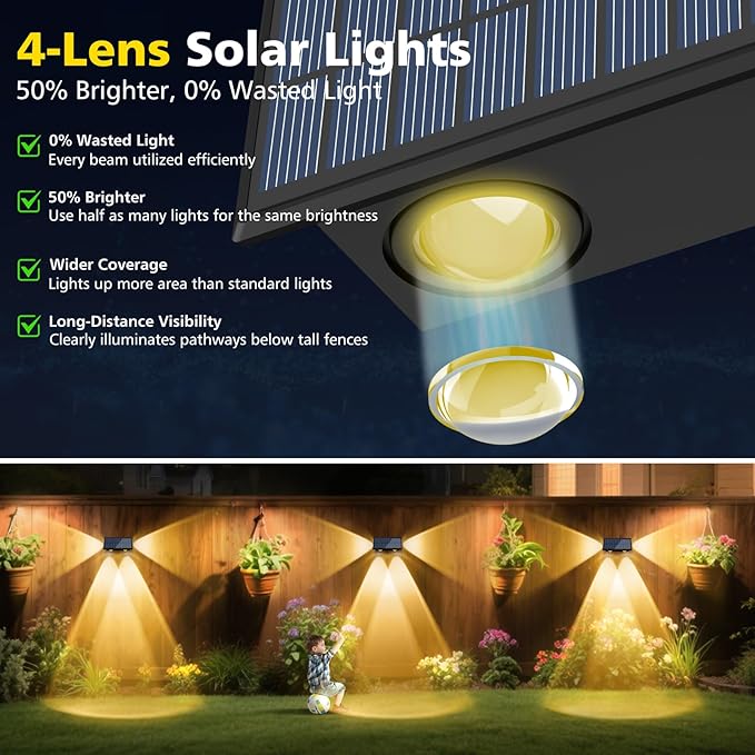 T-SUN Solar Fence Lights Outdoor Waterproof 8 Mode RGB &amp Warm White Fence Solar Lights Outdoor Dusk to Dawn Solar Powered Wall Lights for Backyard Patio Step Deck Railing Pool10 Pack