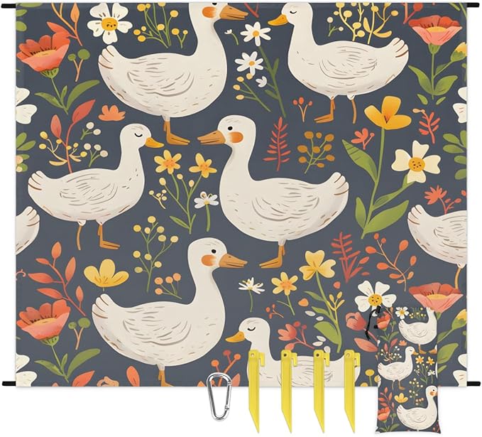 Waterproof Sandproof Beach Blanket 59''×68'' Duck Polyester Outdoor Picnic Blanket with 4 Stakes &amp Storage Bag for BeachCampingVacation Animal