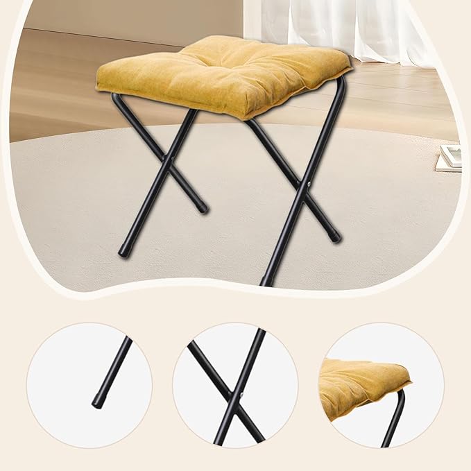 Footrest Fishing Seat Multipurpose Space Saving Easy to Carry Camping Chair Portable for Barbecue Lawn Hiking Fishing Camping Yellow