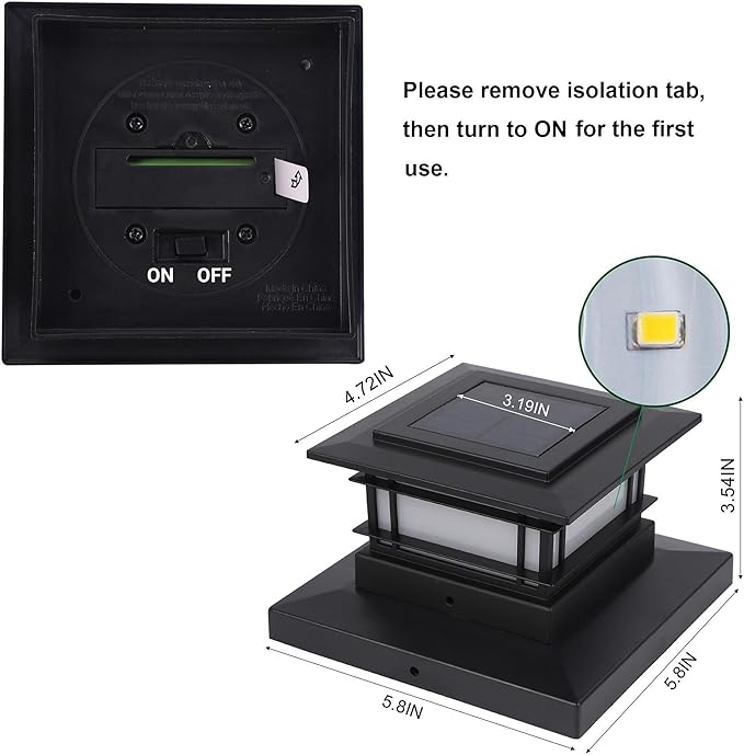 Dynaming 6 Pack Solar Post Cap Lights Outdoor Fence Post Solar Lights Fit for 4x4 5x5 6x6 Vinyl/Wooden Posts High Brightness Warm White SMD LED Lighting Decor for Garden Deck Patio