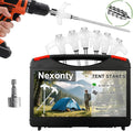 12 Pack 8 Inch Screw in Tent Stakes Heavy Duty Ground Anchors Screw in with Grow in The Dark Heads Camping Stakes Metal Threaded Tent Spikes with Hex Head Driver &amp Storage Box