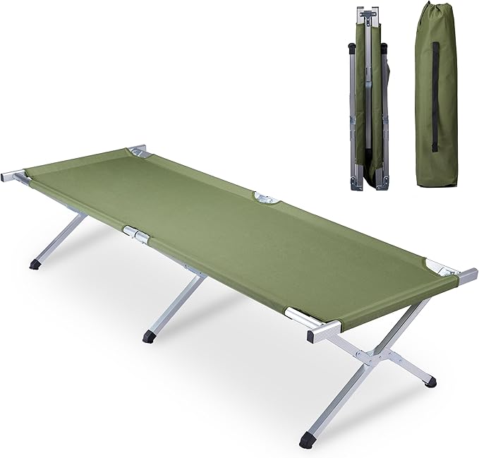 Outvita Folding Camping Cot Sleeping Bed with Carry Bag Lightweight Portable Cots for Travel Fishing Hiking and Outdoor Activities