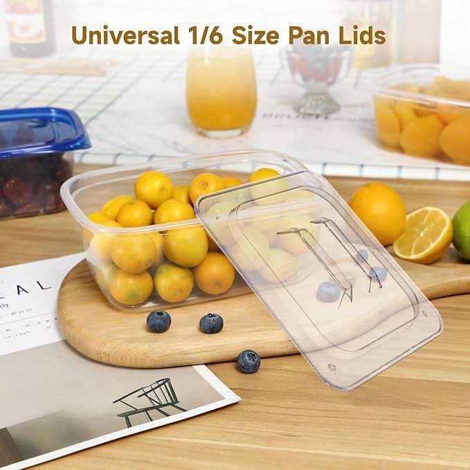 Clear Polycarbonate 1/6 Size Pan Lids 15 Pcs Stackable with Vent Holes Universal Hotel Pan Covers for Food Storage &amp Catering Fits Containers