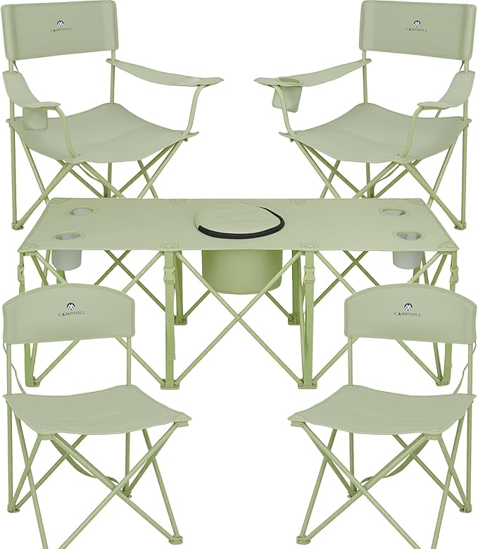 CAMPHILL Camping Chair Set of 3 Outdoor Folding Camping Chairs for Heavy People with Cup Holder &amp Carry BagCollapsible Chair Include One Sofa Chair and Two Single ChairSupport up to 500lbs