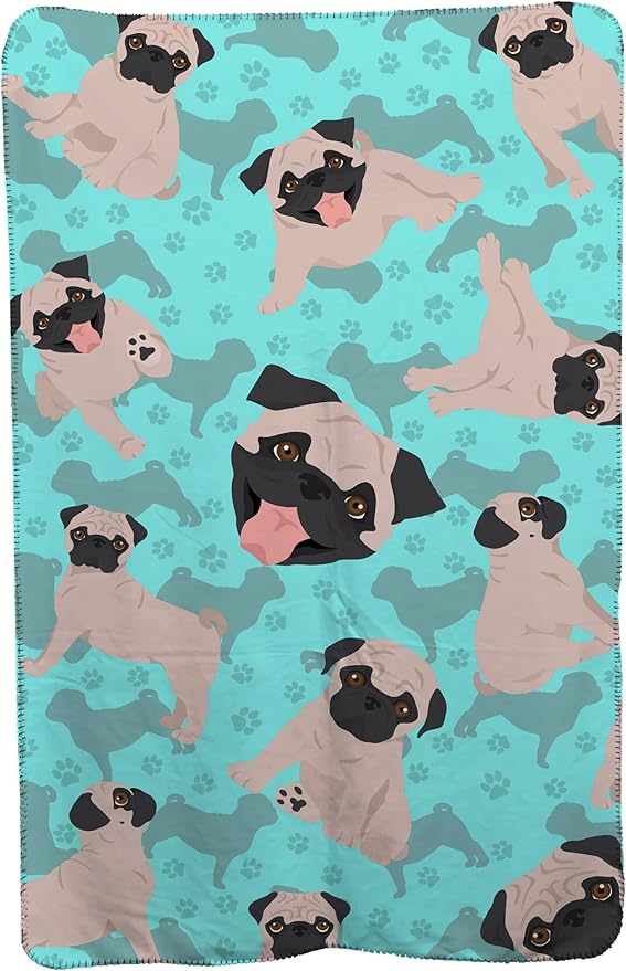 Caroline's Treasures MLM1004TBLT Fawn Pug Soft Travel Blanket with Bag Airplane Blanket Indoor Outdoor Camping Blanket for Traveling Picnics Beach Trips Concerts