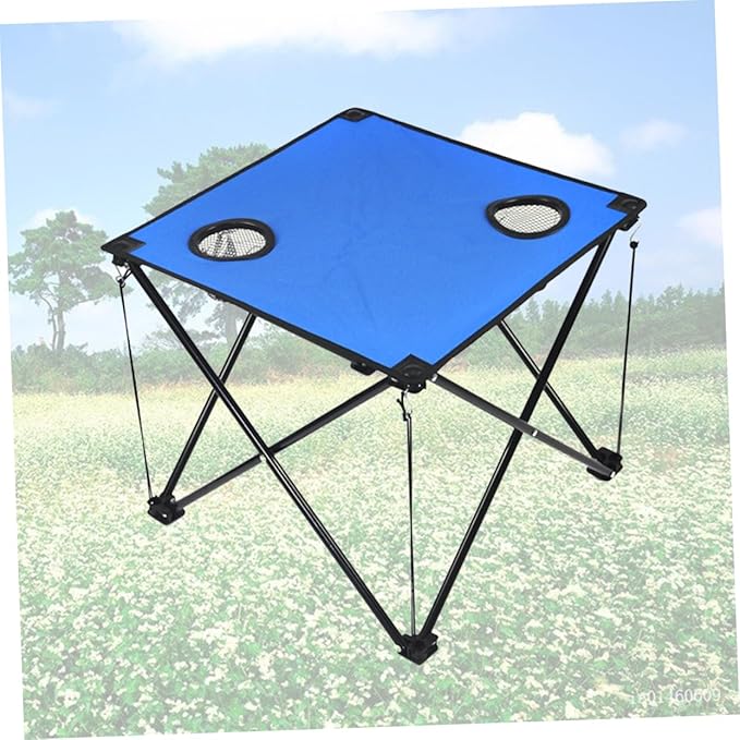 Milisten Portable Beach Table Folding Camping Table with Cup Holders Oxford Fabric Lightweight Compact Easy to Set up Perfect for Outdoor Activities