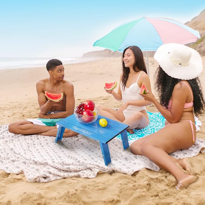 Old Bahama Bay Ultralight Aluminum Mini Table 66lbs/30kg Weight Capacity Foldable Small Beach Table with Retractable Legs Suitable for Picnic Camping Outdoor Hiking