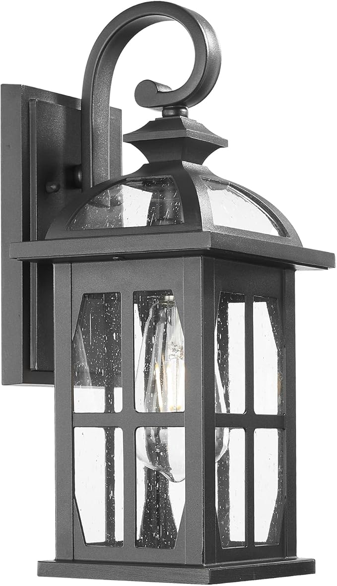 Darkaway Outdoor Wall Lights Exterior Light Fixture with Seeded Glass Aluminum Anti-Rust Exterior Lights Sconces Lighting for House Porch Yard Hallway Doorway Garage