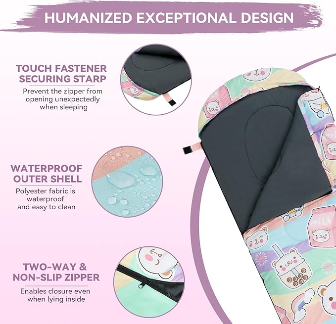 Kids Sleeping Bag for Camping - Lightweight 3 Season Child Backpacking Sleeping Bag and 1-Person Lightweight Backpacking Tent - Waterproof Tent for Single Person