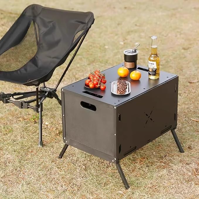 Camping Table with Storage Box Outdoor Stor-Age B-ox Practical Stor-Age Bo-x 54L Collapsible Trunk Organizer with Lid Folding STO-Rage Bin for Camping Picnic Home