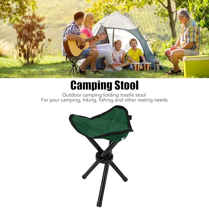 Honio Camping Tripod Stool Tripod Seat Portable Lightweight 600D Oxford Fabric for Outdoor for Fishing (Green)