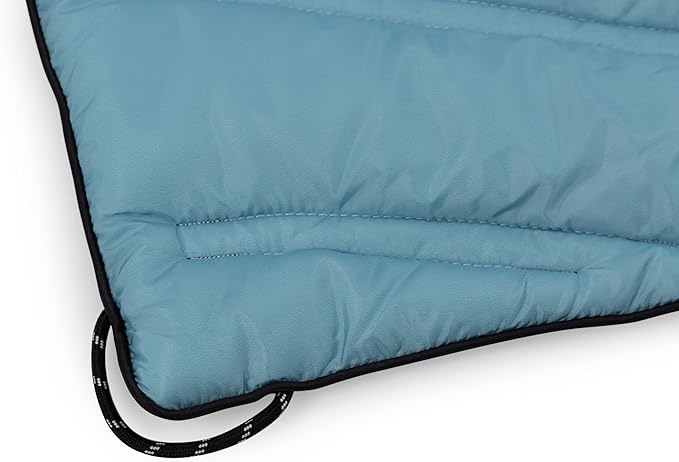 Picnic TIME Aura Outdoor Puffer Blanket Water-Repellent Puffy Printed Picnic Blanket for Camping and Park Large Cozy Outdoor Mat with Drawstring Bag Corner Loops and Pocket (Morning Ocean)