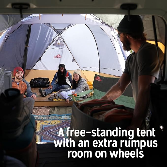Kelty Caboose 4P Tent and Vehicle Awning Shelter Universal Attachment for Vans Trucks SUVs Standing Height Door Massive Vestibule Fully Freestanding Designed in Sunny Colorado (2023)