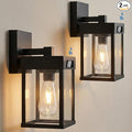 Solar Wall Lights Outdoor Set of 2 Solar Porch Lights with 3 Lighting Modes &amp Motion Sensor Dusk to Dawn Solar Porch Sconces Wall Sconce Lantern Light Fixture Black Wall Lamps for Patio Front