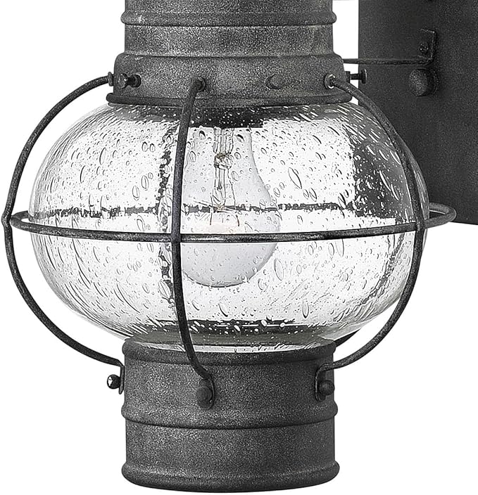 Hinkley Cape Cod 2200DZ Medium Wall Mount Onion Lantern Clear Seedy Glass Wet Rated Aged Zinc