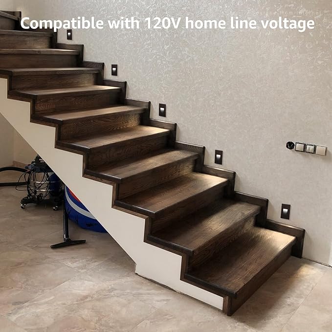 LEONLITE 3CCT 120V LED Step Lights 3.5W 150LM 5%-100% Dimmable Indoor Outdoor Waterproof Vertical Stair Light 3000K/4000K/5000K Selectable CRI90 ETL Aluminum Oil Rubbed Bronze Pack of 6
