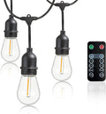 Newhouse Lighting LED String Lights with Weatherproof Technology Dimmable with Wireless Remote Control 48ft and 16 (15+1 Free) LED Light Bulbs Included Black (CSTRINGLEDDIM)