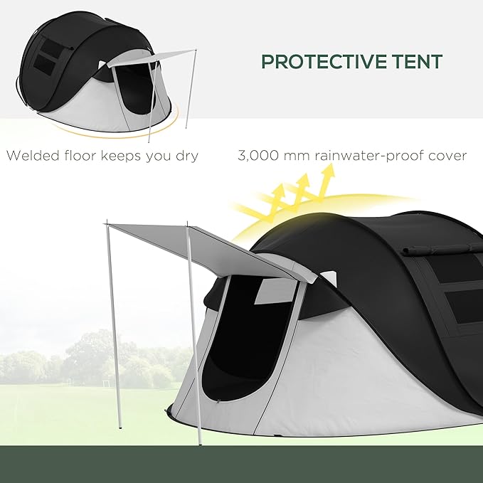 Outsunny Large Camping Tent with 10 Person Floorspace Rain Cover &amp Breathable Mesh Roof Cabin Tent 8 Person Size Big Family Tent Camping Accessory