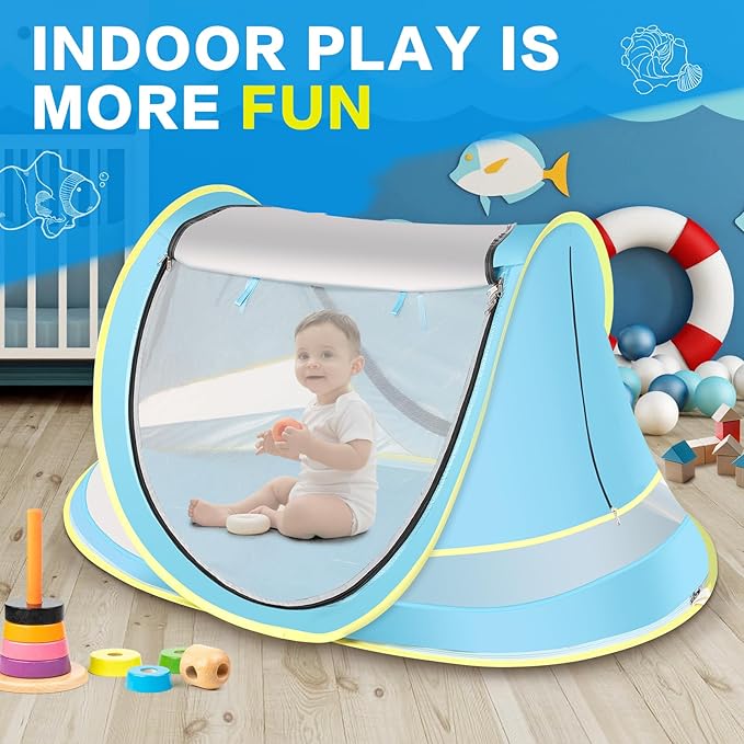 Baby Beach Tent Pop Up Toddler Travel Bed for Boys or Girls Sun Shade for Toddler Camping Infant Portable Sun Shade Summer Beach Baby